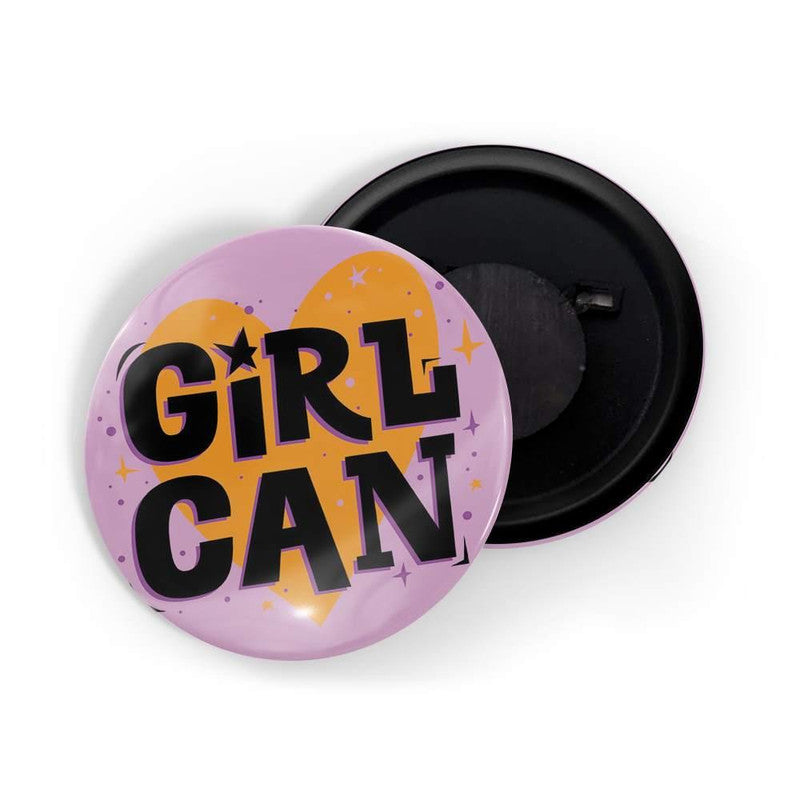 dhcrafts Pink color Round Fridge Magnet Girl Can Glossy Finish Design Pack of 1 (75 mm)